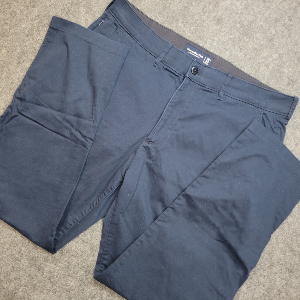 Abercrombie & Fitch Pants Mens 38x32 Blue Stretch Flat Front Chino Straight Leg